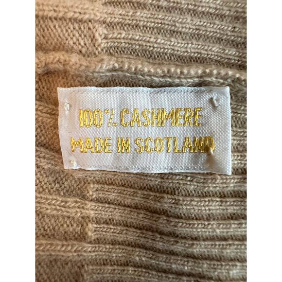 Vintage Scottish Cashmere camel beige turtleneck ribbed knit luxury pullover - Picture 4 of 11